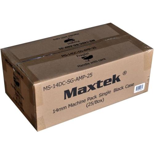 25 Pack Maxtek Standard 14mm Black Signle Disc DVD Cases with Outter Clear Sleeve