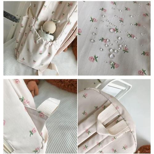 Color White Kakarin choyx 2025 Cute Preppy Bag Floral Printed Kawaii Backpack Cottagecore Aesthetic Backpack Laptop Daypack (White)