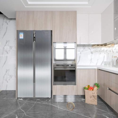 BAYYA Extra Wide Silver Stainless Steel Textured Countertop Contact Paper | Vinyl Self-Adhesive Wallpaper Glossy Thick 31.5x80inch Waterproof, Oil-Proof, Heat-Resistant Metal Look Stickers for Kitchen