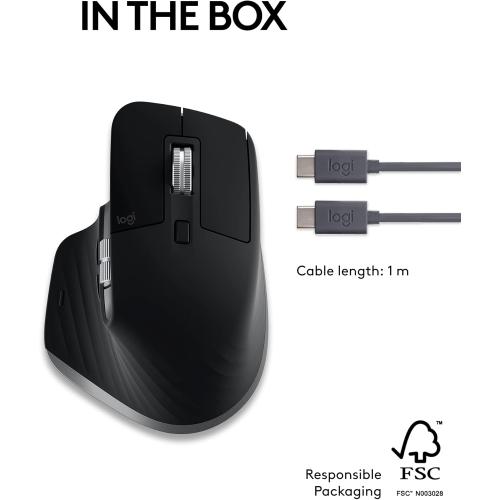 Logitech MX Master 3S for Mac - Wireless Bluetooth Mouse with Ultra-Fast Scrolling, Ergo, 8K DPI, Quiet Clicks, Track on Glass, Customization, USB-C, Apple, iPad - Space Grey