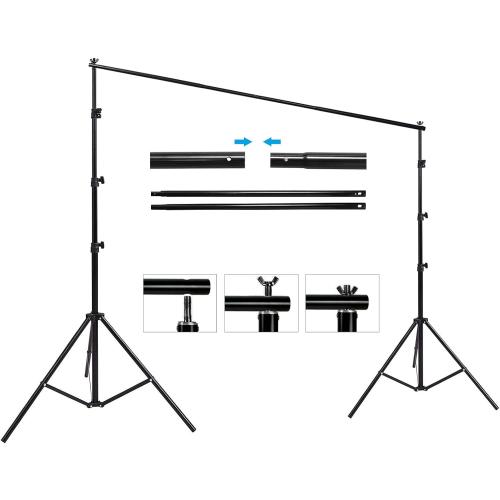 Size 10ft x 8.5ft Adjustable Photography Backdrop Support System Photo Video Studio Muslin Background Stand Kit with Carry Bag