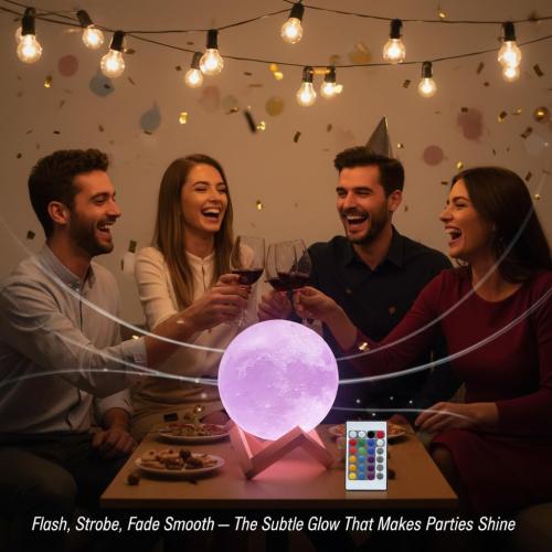 Mydethun 3D Moon Lamp with 16 Colors, 148 Lighting Modes, 15cm Rechargeable Dimmable Night Light with Wooden Stand – Unique Gift for Women, Mothers, Children, Bedroom, Tabletop