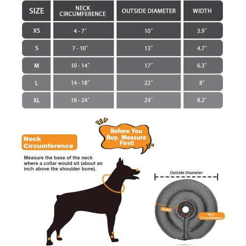 MIDOG Dog Cone Collar for Large Medium Dogs, Soft Inflatable Dog Cone Alternative After Surgery, Adjustable Protective Recovery Cone - Patented Alternative E Collar Does Not Block Vision (Gray,XS)