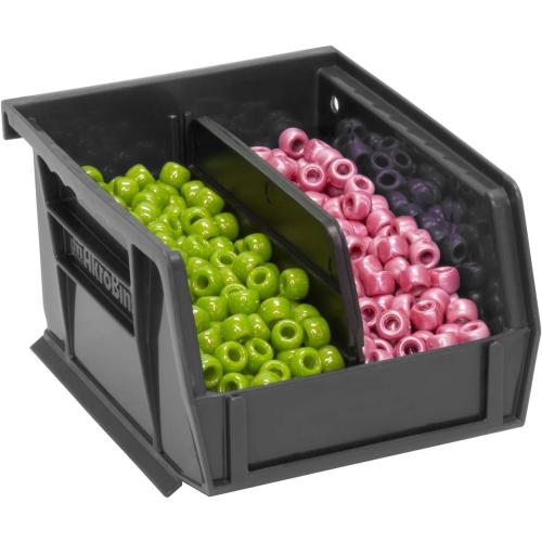 Akro-Mils 30210 AkroBins Plastic Storage Bins, Space-Saving Stackable Bins for Garage, Pantry, Craft Organization, 5- x 4- x 3-, Black, 24-Pack