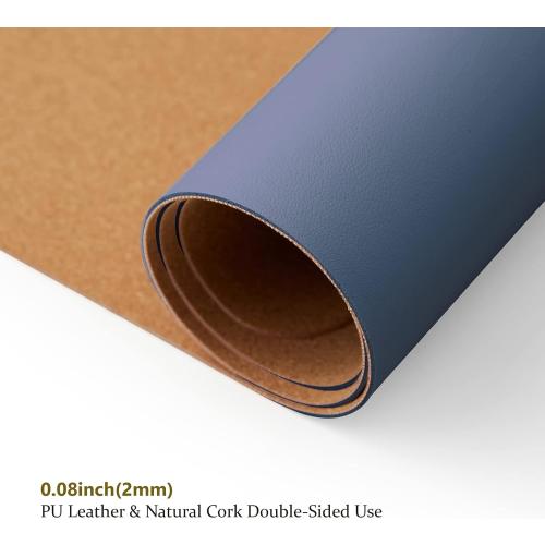 Cork Desk Mat - Dual-Sided Desk Pad for Office and Home - Desk Organization and Accessories - Ideal for Large Mouse Pad and Desk Mats on Top of Desks(Dark Blue,80cmx 40cm)