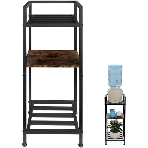 Water Dispenser Stand 5 Gallon Water Jug Holder 3-Tier 32'' Metal with Wood Jug Holder for 1-5 Gallon Water Bottles/Crocks and Plants Floor Stand (3-Tier(1 Wood  2 Metal))