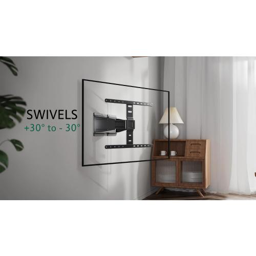 ynVISION.DESIGN Ultra Slim & Thin Full Motion Articulating TV Wall Mount 43-90 TVs | World's Thinnest Fully Articulating Bracket Compatible with Samsung Frame LG and Sony | Swivels and Tilts
