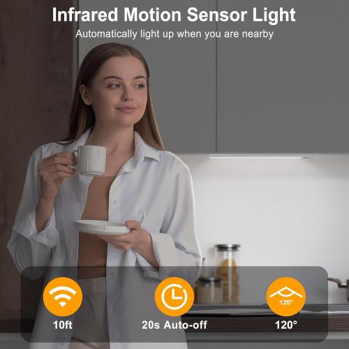 BLS Under Cabinet Lights, 46 LED lights Battery Operated Motion Sensor Light Indoor, USB C Rechargeable Closet Lights Motion Sensored, 1500mah Wireless Magnetic Light for Kitchen Night Stairs (2 Pack)