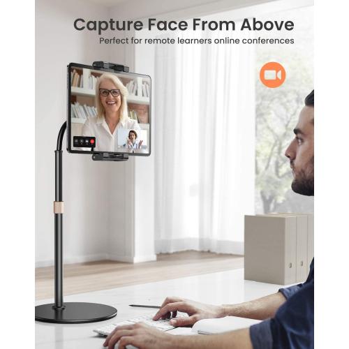 LISEN for iPad Stand for Desk Portable Monitor Adjustable Tablet Stand, Thick Case Friendly iPad Pro Holder Fits(4.7-15.6) 12.9/10.9/10.2 Air Mini 4 3 2 Fire Tab Nexus Kindle, Black