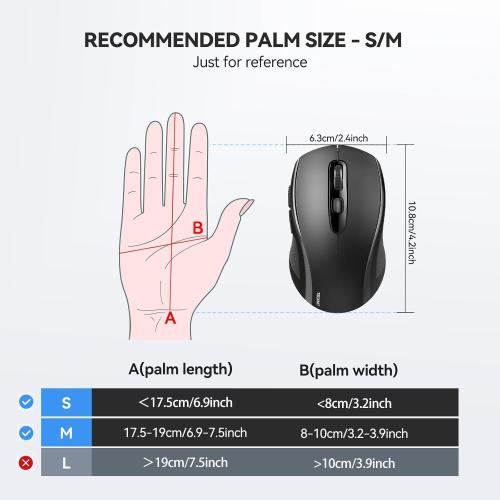 UNTESTED TECKNET Bluetooth Mouse, 2-in-1(BT 5.0/3.0 2.4Ghz) 4000DPI Wireless Mice with USB Connect Available for Laptop Computer, Portable PC Mouse Bluetooth for Mac (USB-A BT Wireless Connect, Black)