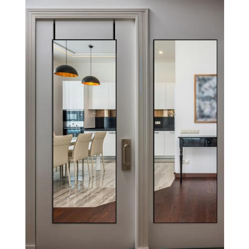 48x14 Over The Door Full Length Mirror - Wall Mounted or Hanging with 2 Metal Hooks, Space-Saving Black Mirror for Bedroom, Bathroom, Living Room Decor(white) ( Little damaged; see the picture)