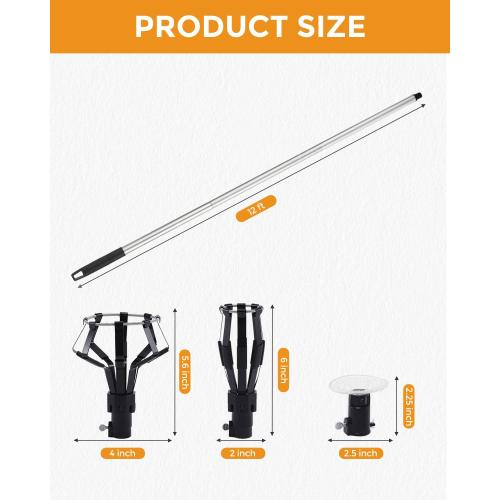 Upgraded 12FT Light Bulb Changer for High Ceilings, High Reach Light Bulb Removal Tool with Baskets and Suction Cup and Pole Extension for Recessed Lights and Standard Bulbs