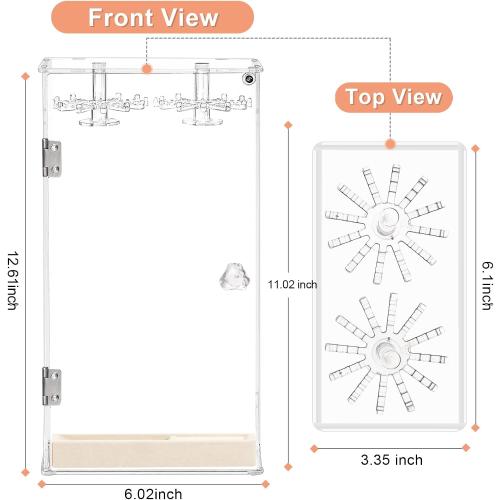 Clear 12.5 x 6.3 x 3.3 Necklace Holder, Acrylic Jewelry Organizer with 24 Hooks, Rotation Clear Necklaces Pendant Display Case Stand, Dust-proof Velvet Tray Hanging Rack Storage for Earrings Rings