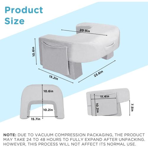 Reading Pillow Lap Desk with Adjustable Arm Support, Grey