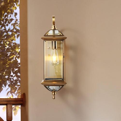 Milaii Copper Exterior Wall Light 20 H Outdoor Light Fixture Waterproof Wall Sconce Oil Rubbed Brass Porch Light with Clear Glass Lantern Wall Mount Lights for House Garage Patio Aisle