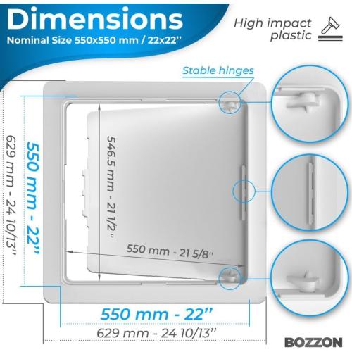 Access Panel for Drywall - 22 x 22 inch - Wall Hole Cover - Access Door - Plumbing Access Panel for Drywall - Heavy Durable Plastic White