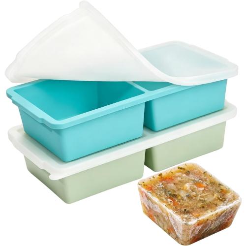 VINATO Set of 2 Silicone Freezer Containers with Lid, 500 ml