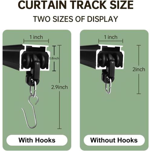 MaKefeile Ceiling Curtain Tracks 15FT,Curtain Track Wall Mount,Ceiling Mounted Sliding Door Curtains Rails Outdoor Extra Long Curtains Rod Room Divider Track for Living Bedroom with Hooks,Black