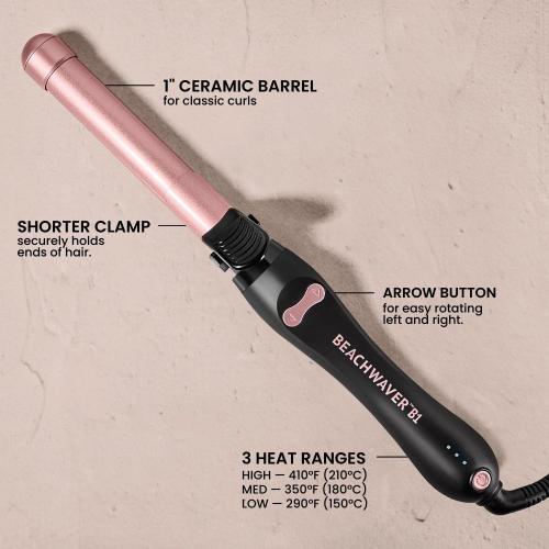 Beachwaver B1 Rotating Curling Iron - Automatic 1 Inch Ceramic Curling Iron - Easy-to-Use Spinning Wand for Long-Lasting Waves - Auto-Shut Off and Dual Voltage (BW160)