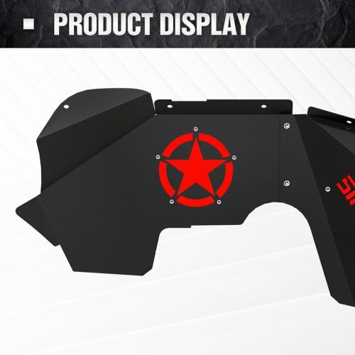 Front Inner Fender Liners Compatible with 07-18 Wrangler JK & JKU Unlimited Sport Sahara Rubicon, Bolt-on Style Wheel Well Cover Steel Mud Guards Fenders Flares (2/4 Doors) (Since 1941)
