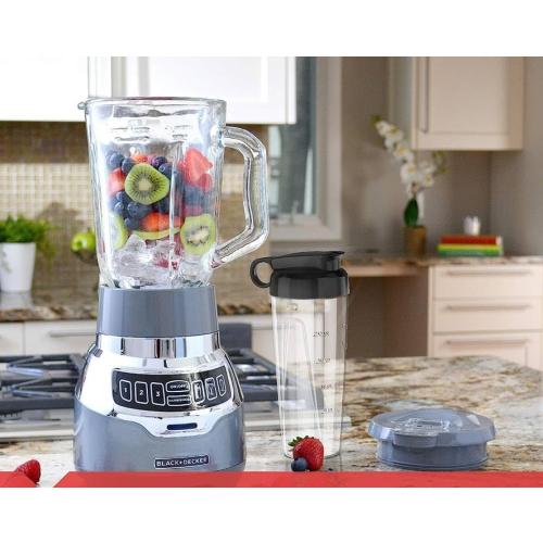 Black Decker Quiet Blender with 6-Cup Cyclone Glass Jar, 3 Speeds   3 Functions & Serrated Blade Technology for Faster Blending, Pulse Button and 24-oz Personal Jar, 900W