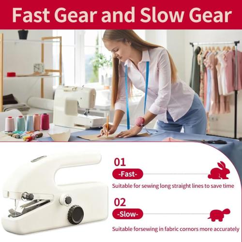 Handheld Sewing Machine with 8 Pieces of New Year's Fabric & 21 Sewing Accessories, Mini Sewing Machine for Beginners, Perfect Sewing Tool for 2026 New Year DIY Gifts, Decor & Clothing Repairs