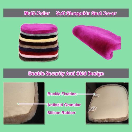 OGLAND Fuzzy Genuine Sheepskin Car Rear Seat Cover for Kids Dogs Pets Auto Bench Back Cushion Interior Accessories with Soft Fluffy Wool Natural Fur, Black
