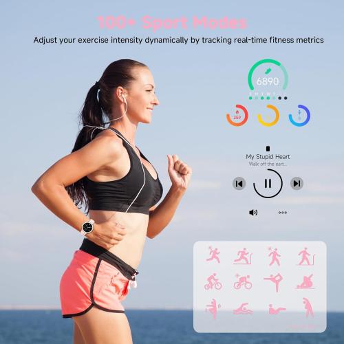 Smart Watches for Women Men 1.27 HD Fitness Tracker with Heart Rate/Sleep/Step/SpO2 Monitor, IP68 Waterproof Watch for Android iOS (Pink)
