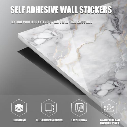 10pcs Marble Peel and Stick Backsplash Waterproof Washroom Wall Panels, Peel and Stick Tile, PVC Wall Panels for Kitchen (White and Grey, 11.8 x 11.8 x2.5MM x 10Pack)