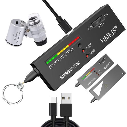 Diamond Tester Pen, Professional Jewelry Diamond Tester with 60X Jewelry Loupe Magnifier, Diamond Selector for Novice and Expert (Non-Rechargeable)