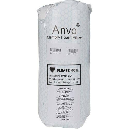 Anvo Memory Foam Pillow, Neck Contour Cervical Orthopedic Bed Pillow for Sleeping Side Back Stomach Sleeper, Ergonomic Design for Neck and Shoulder Pain Relief, Cyan, Firm