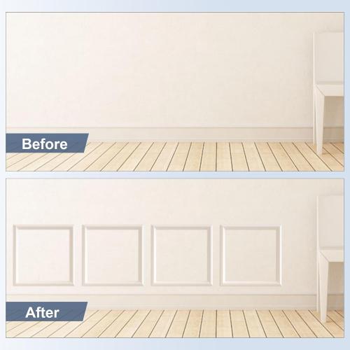 4 Set Size 24x24 Peel and Stick Wall Molding Trim Kit, 24 x24 Premade Wainscoting Panels, Self Adhesive Moulding Panel for Interior Walls Picture Frame