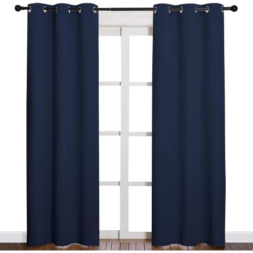 NICETOWN Window Treatment Energy Saving Thermal Insulated Solid Grommet Blackout Curtains/Drapes for Living Room (Navy, 1 Pair, 42 by 84-Inch)