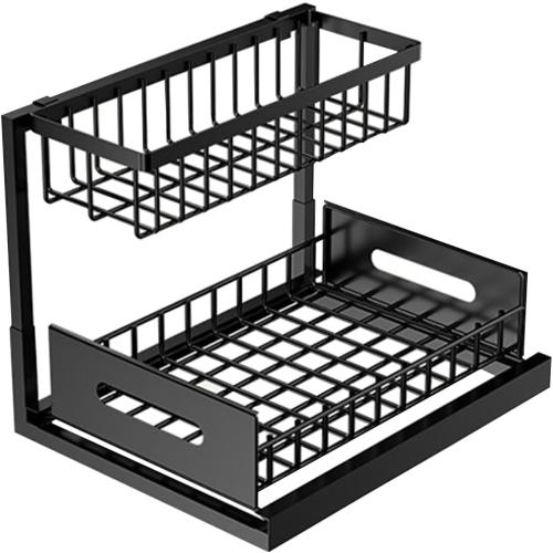 Black Under Sink Organizer, Pull Out Cabinet Storage Organizers 2 Tier Slide Out Sink Shelf Cabinet Storage Shelves, Storage for Kitchen Bathroom