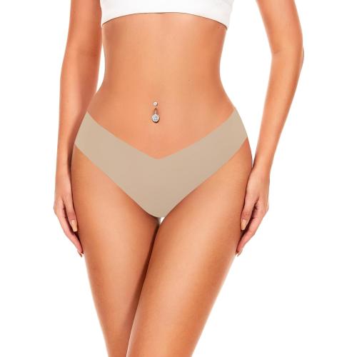 5 PCS Size S Hellopopgo Seamless Thongs For Women V-waisted No Show Thong Seamless Panties Breathable Comfortable Underwear Womens