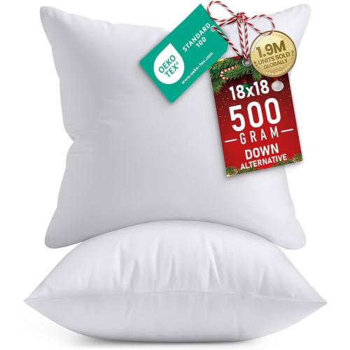 Utopia Bedding Throw Pillows Insert (Pack of 2, White) - 18 x 18 Inches Bed and Couch Pillows - Indoor Decorative Pillow