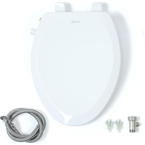 CLEAR REAR Elongated Bidet Toilet Seat – Non Electric Attachment for Toilets, Easy to Install Self Cleaning, Rear & Feminine Wash Nozzles, Adjustable Water Sprayer, Eco Friendly Hygienic Upgrade