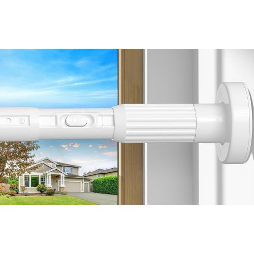White Tension Curtain Rod 41-146In(4-12Ft), Extra Long Outdoor Curtain Rod No Drilling for Window or Patio, Heavy Duty Shower Rod for Bathroom,Rod Diameter 1.26In(2Pack)