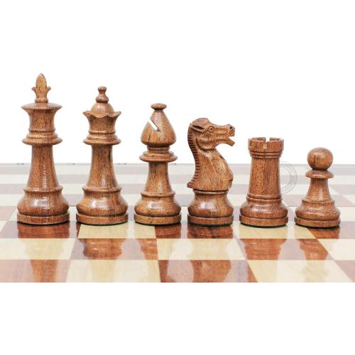 House of Chess - Victorian Staunton Golden Acacia Wood Chess Set - 14 x 14 Inches Wooden Folding Chess Board with Algebraic Notation - Wooden Chess Pieces with King Height 3 Inches   2 Extra Queens