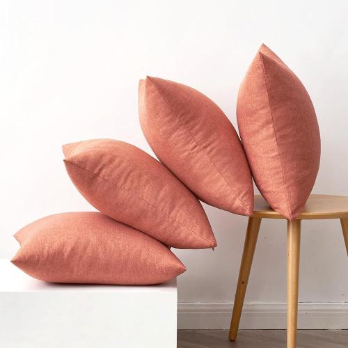 MIULEE Pack of 4 Decorative Outdoor Throw Pillow Covers Linen Waterproof Pillow Covers Farmhouse Cushion Cases for Patio Garden Tent Balcony Couch Sofa 18x18 inch Coral Red