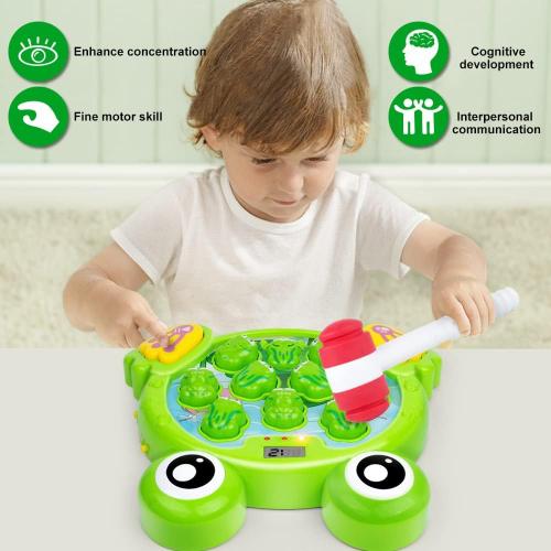 YEEBAY Whack A Frog Game with 2 Hammers, Toddler Early Developmental Learning Toy, Fun Birthday Gift for Kids Age 2 , Toys for 2 3 4 Year Old Boys Grils