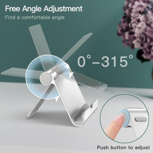 JETech Tablet Stand, Adjustable Portable Desktop Holder, Foldable Dock for iPad/iPad Pro/Air/Mini, Galaxy Tab A8/A7 Lite/A7/S8/S7, Kindle, Tab/Phones(4-11), Sliver