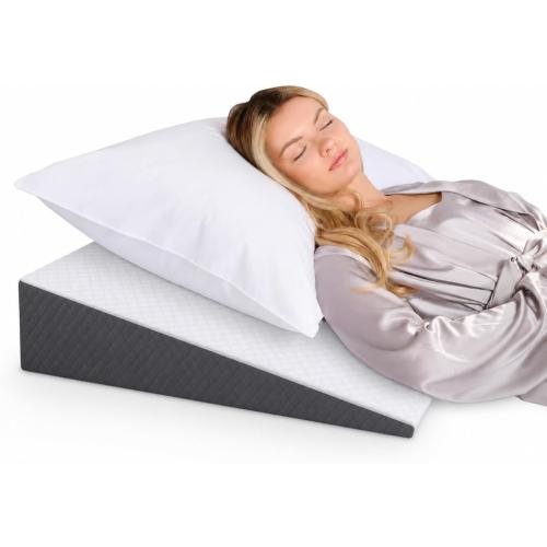 Kolbs Bed Wedge Pillow for Sleep Apnea, Acid Reflux and Back Pain Relief, Anti Snore Pillow, Premium Foam Wedge Cushion with Chic Jacquard Cover - Headboard Wedges for Sleeping (5 Gentle Incline)