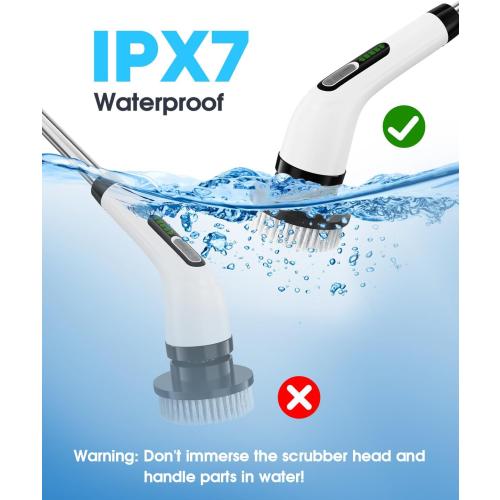 Electric Spin Scrubber for Cleaning Bathroom: Cordless Power Shower Scrubber - Electric Cleaning Brush for Tile Tub
