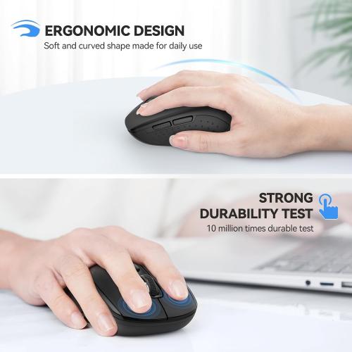 UNTESTED TECKNET Bluetooth Mouse, 2-in-1(BT 5.0/3.0 2.4Ghz) 4000DPI Wireless Mice with USB Connect Available for Laptop Computer, Portable PC Mouse Bluetooth for Mac (USB-A BT Wireless Connect, Black)