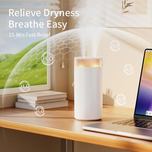 Portable Mini Humidifier 1.25L, Cool Mist for Bedroom Office Home, Auto Shut-Off, Dual Mist Modes, Night Light, Quiet Operation