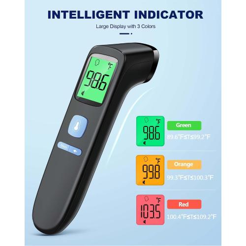 No-Touch Forehead Thermometer for Adults, Infrared Digital Baby Thermometer for Kids, Accurate Reading with Large Display, Mute Mode, Memory Recall, Fever Alarm