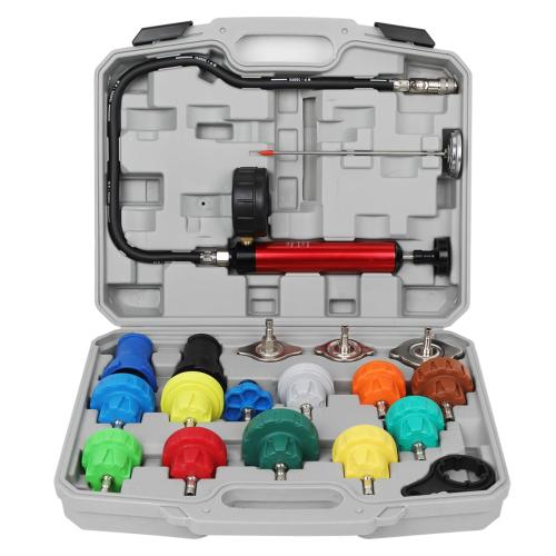 Radiator Pressure Tester Kit, Coolant Pressure Tester for Automotive Cooling System Water Tank Leakage Detection (Universal Fit 19PCS)