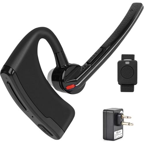 Bluetooth Earpiece Headset with PTT MIC for Motorola CP200 CP200D CP185 CLS1410 CLS1110 BRP40 DTR650 RDU2020 RDU4100 RDU4160D RDU2080D Yaesu FT-4XR FT-4VR FT-65R FT-25R Handheld Walkie-Talkie
