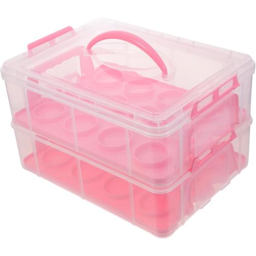 Transport Multi-layer Cupcake Carrier Box Handle for Muffins Desserts Food-grade for Parties and Events Storage